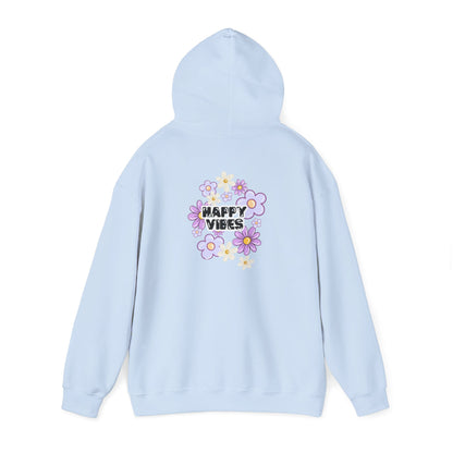 Happy Vibes Floral Hoodie – Unisex Sweatshirt,Cozy Spring Fashion Gift