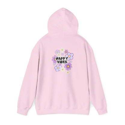 Happy Vibes Floral Hoodie – Unisex Sweatshirt,Cozy Spring Fashion Gift