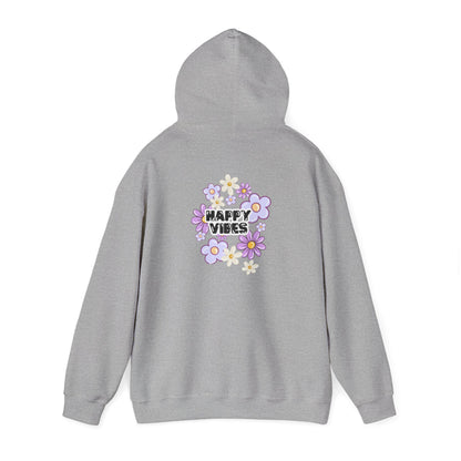 Happy Vibes Floral Hoodie – Unisex Sweatshirt,Cozy Spring Fashion Gift