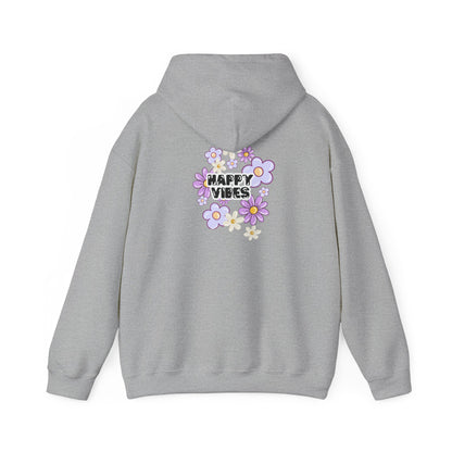 Happy Vibes Floral Hoodie – Unisex Sweatshirt,Cozy Spring Fashion Gift