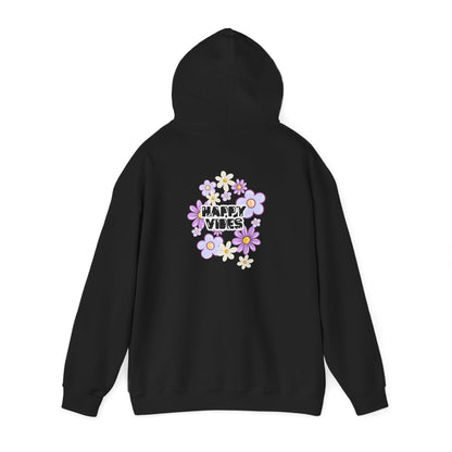 Happy Vibes Floral Hoodie – Unisex Sweatshirt,Cozy Spring Fashion Gift