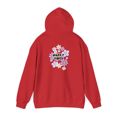 Happy Vibes Floral Hoodie – Unisex Sweatshirt,Cozy Spring Fashion Gift