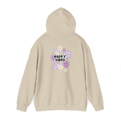 Happy Vibes Floral Hoodie – Unisex Sweatshirt,Cozy Spring Fashion Gift
