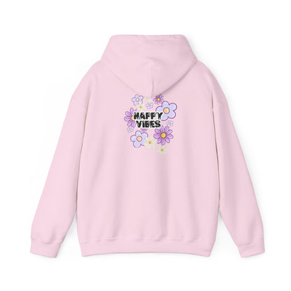 Happy Vibes Floral Hoodie – Unisex Sweatshirt,Cozy Spring Fashion Gift