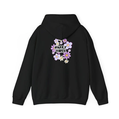 Happy Vibes Floral Hoodie – Unisex Sweatshirt,Cozy Spring Fashion Gift